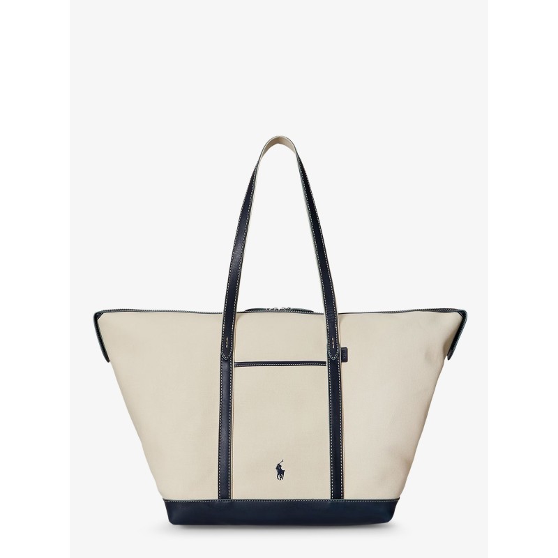 Canvas travel bag with leather profiles