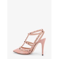Rockstud suede and lace pumps