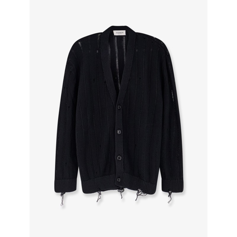 Cotton cardigan with destroyed effect