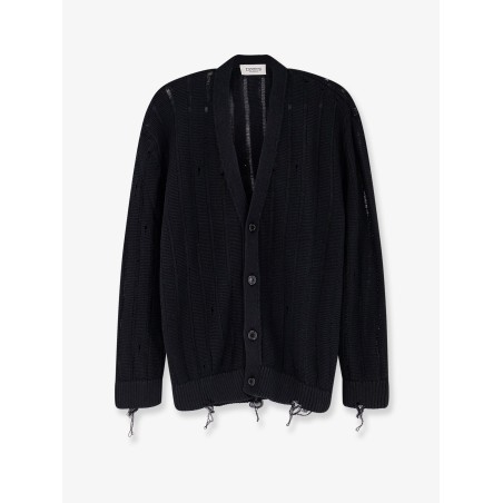 Cotton cardigan with destroyed effect
