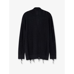 Cotton cardigan with destroyed effect