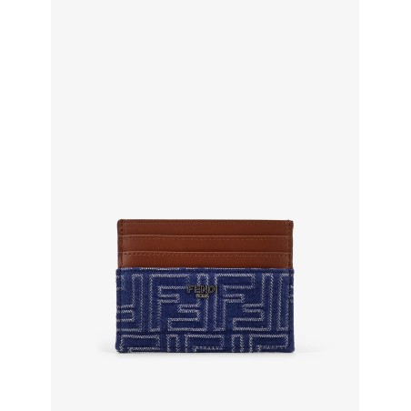 Jacquard FF fabric cardholder with denim effect