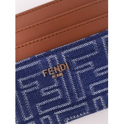 Jacquard FF fabric cardholder with denim effect