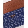 Jacquard FF fabric cardholder with denim effect