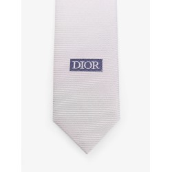Silk tie with embroidered logo monogram
