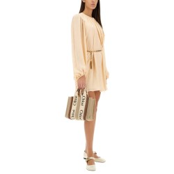 SILK SHIRRED MINI DRESS