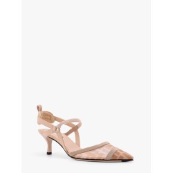 Colibrì leather and mesh slingback with FF motif