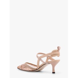 Colibrì leather and mesh slingback with FF motif