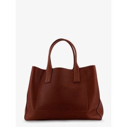 Hammered leather handbag with engraved logo on the front