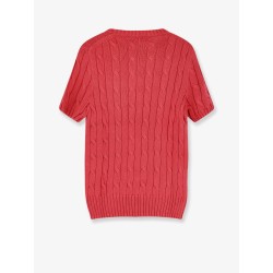 Cotton sweater with contrasting embroidered logo