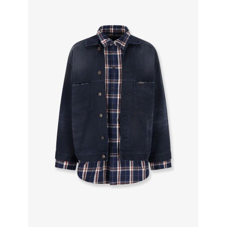 Canvas jacket with madras inserts