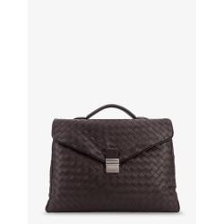 Leather Archivist Business Bag with Intrecciato Pattern