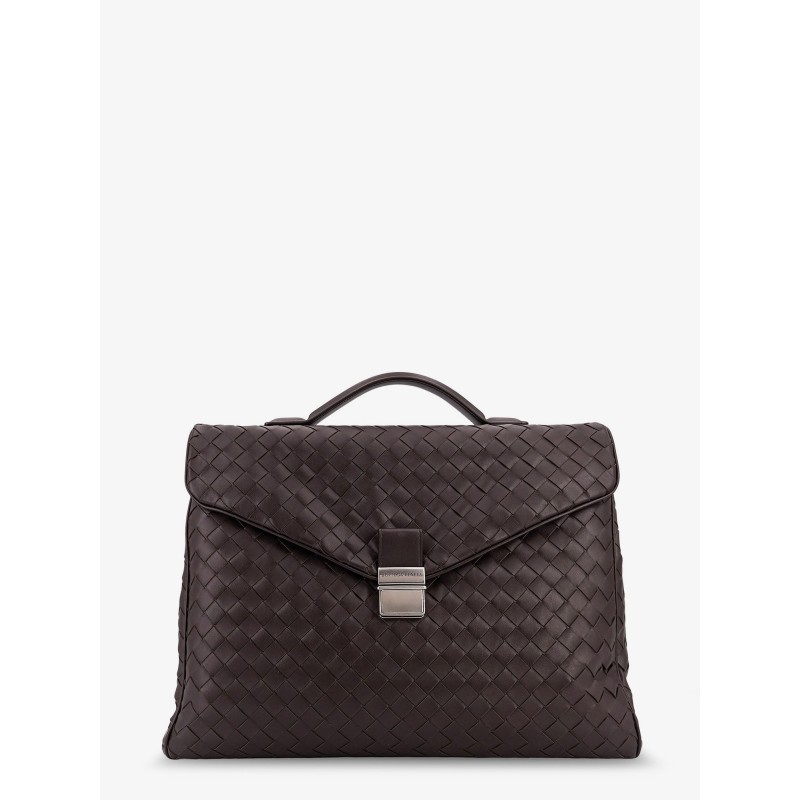 Leather Archivist Business Bag with Intrecciato Pattern