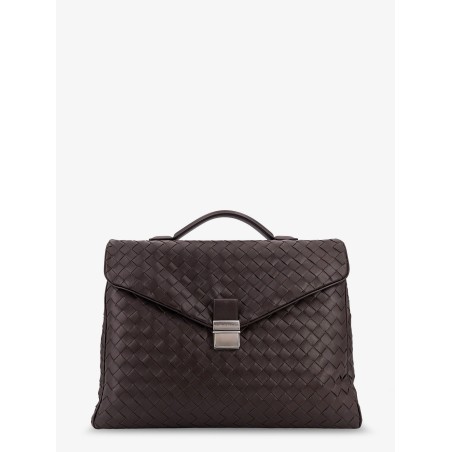 Leather Archivist Business Bag with Intrecciato Pattern