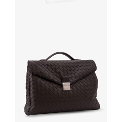 Leather Archivist Business Bag with Intrecciato Pattern