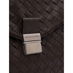 Leather Archivist Business Bag with Intrecciato Pattern