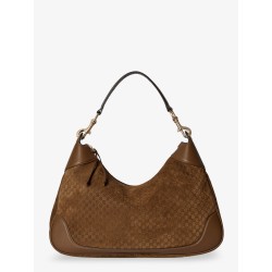 Gucci B suede shoulder bag with all-over GG motif