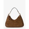Gucci B suede shoulder bag with all-over GG motif