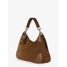 Gucci B suede shoulder bag with all-over GG motif