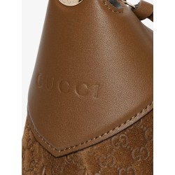 Gucci B suede shoulder bag with all-over GG motif