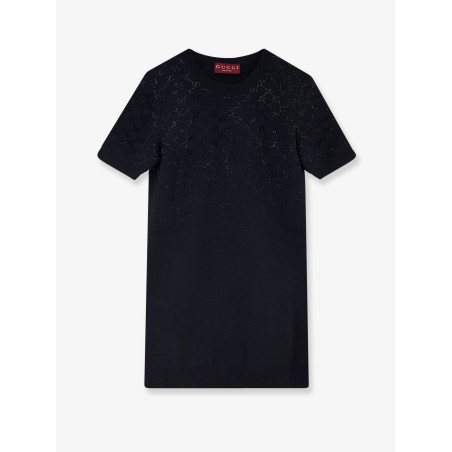 Short wool dress with GG crystals