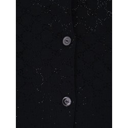 Wool and viscose cardigan with all-over GG logo