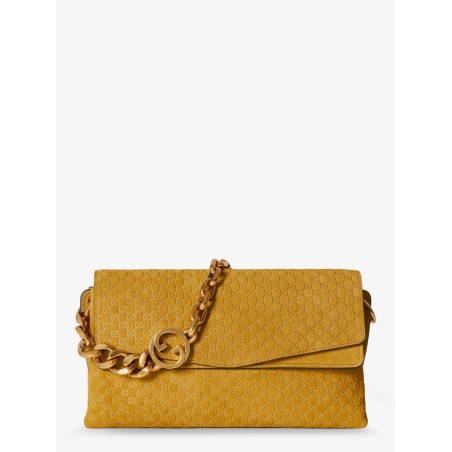 Suede shoulder bag with all-over GG motif