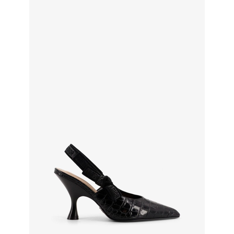 J'Adior leather slingback pumps with croco effect