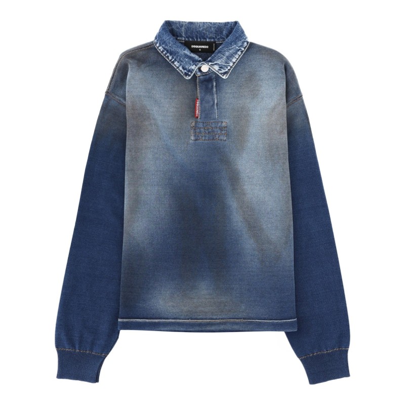 POLO SHIRT WITH DENIM EFFECT