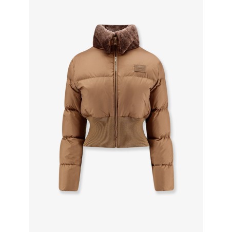 Technical fabric and shearling down jacket