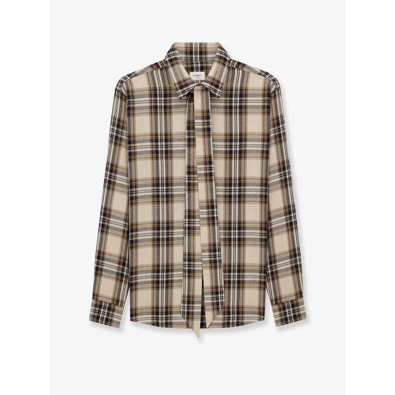 Cotton tartan lavallière shirt