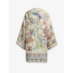 Multicolor cotton blend kimono