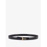 Reversible leather belt with crocodile-print