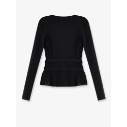 Stretch fabric top with metal details