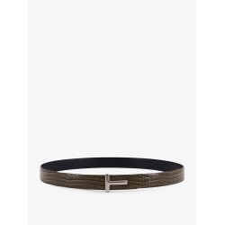 Leather belt with croco effect