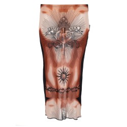 MIDI SKIRT WITH "SAFE SEX TATOO" PRINT