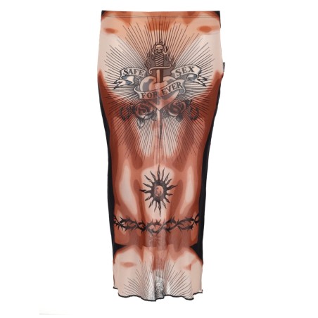 MIDI SKIRT WITH "SAFE SEX TATOO" PRINT