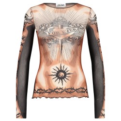 "SAFE SEX TATOO" PRINT TOP