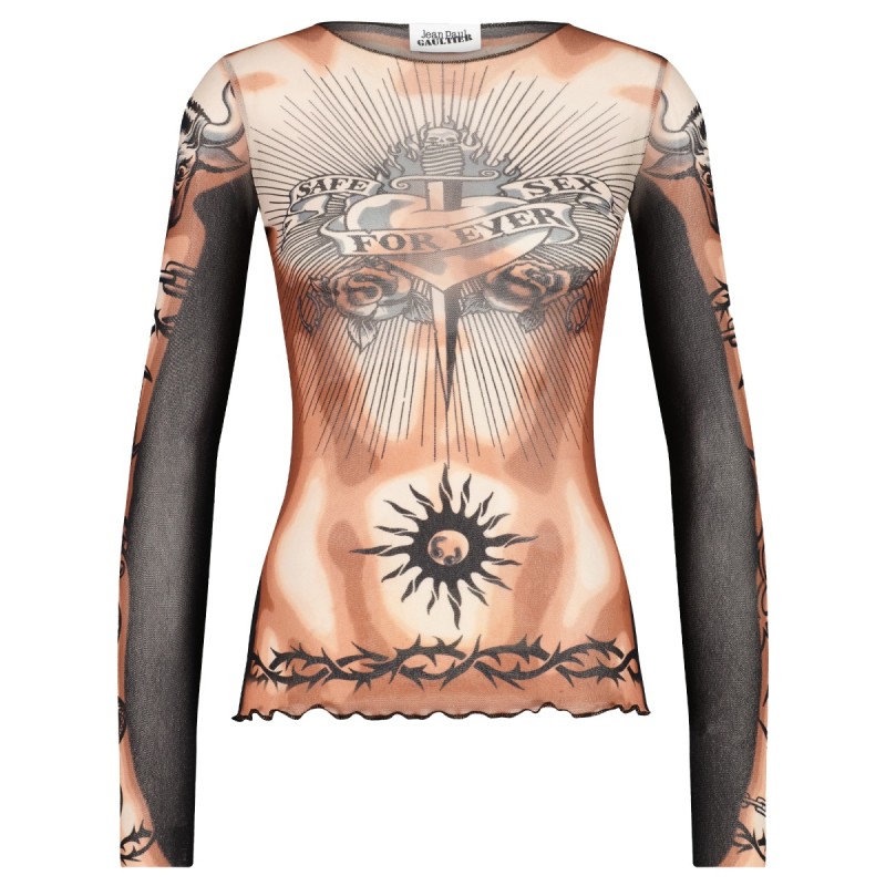 "SAFE SEX TATOO" PRINT TOP