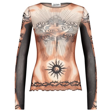 "SAFE SEX TATOO" PRINT TOP