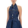 DENIM FLARED MINI DRESS