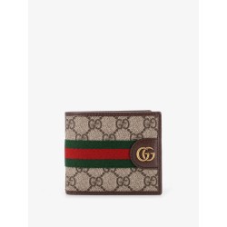 Coated canvas wallet with GG motif