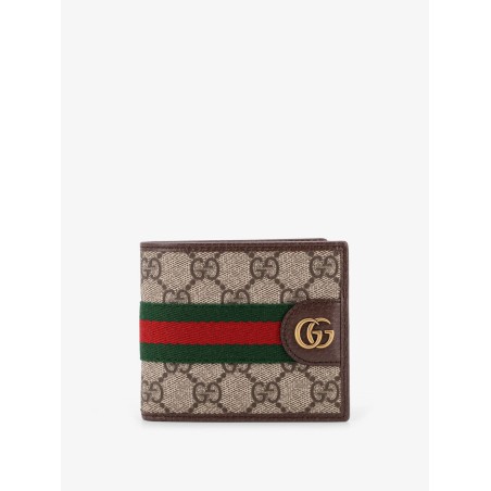Coated canvas wallet with GG motif