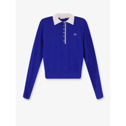 Cashmere and silk polo shirt with logo embroidery on the front