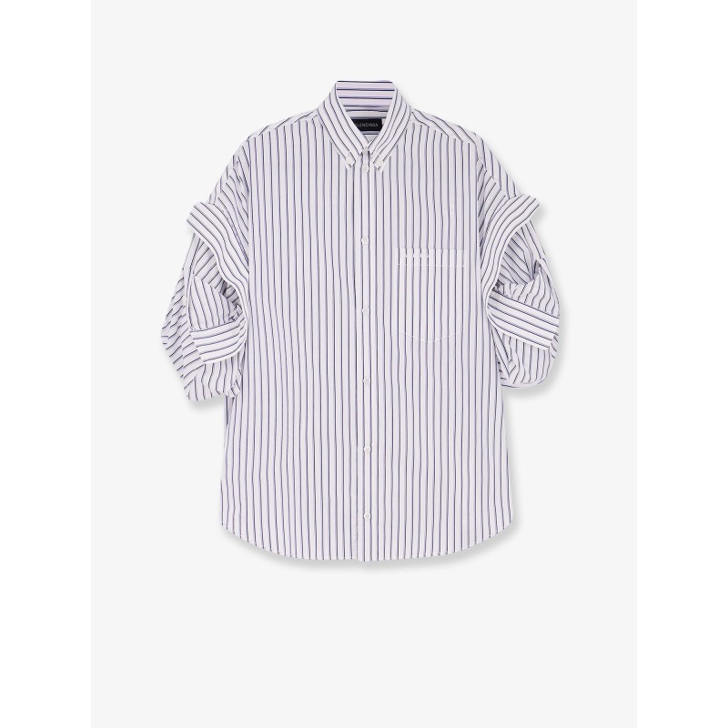 Tucked Sleeve striped cotton shirt