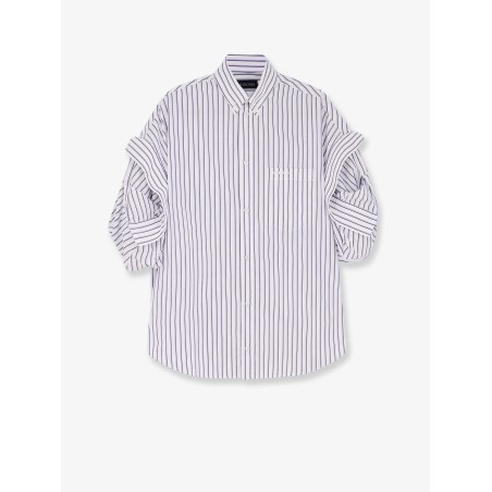 Tucked Sleeve striped cotton shirt