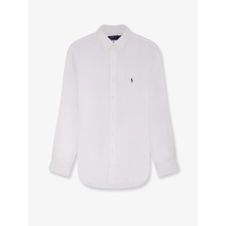 Linen shirt with embroidered logo on the front