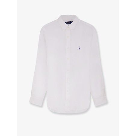 Linen shirt with embroidered logo on the front