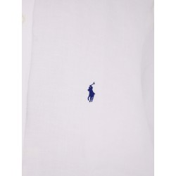 Linen shirt with embroidered logo on the front