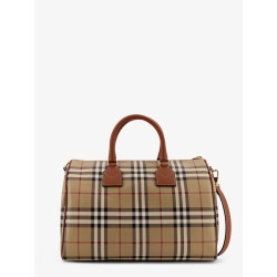 Coated canvas handbag with check pattern